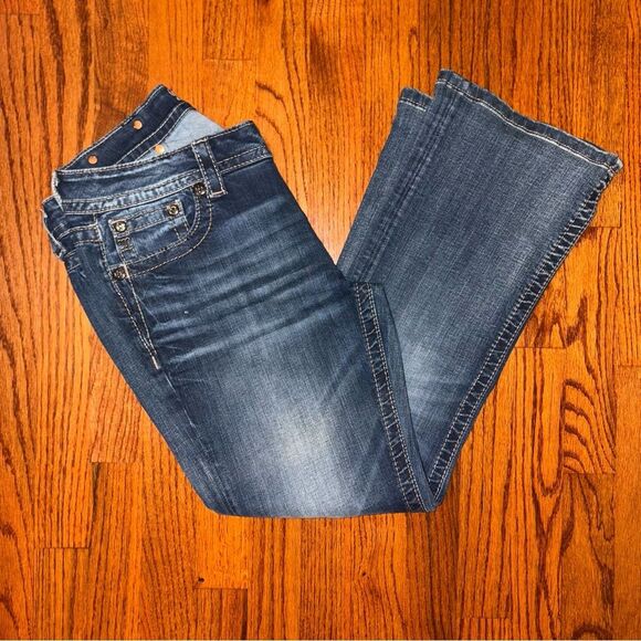 MISS ME Dark Blue Boot Cut Jeans Size 30 - Picture 1 of 7